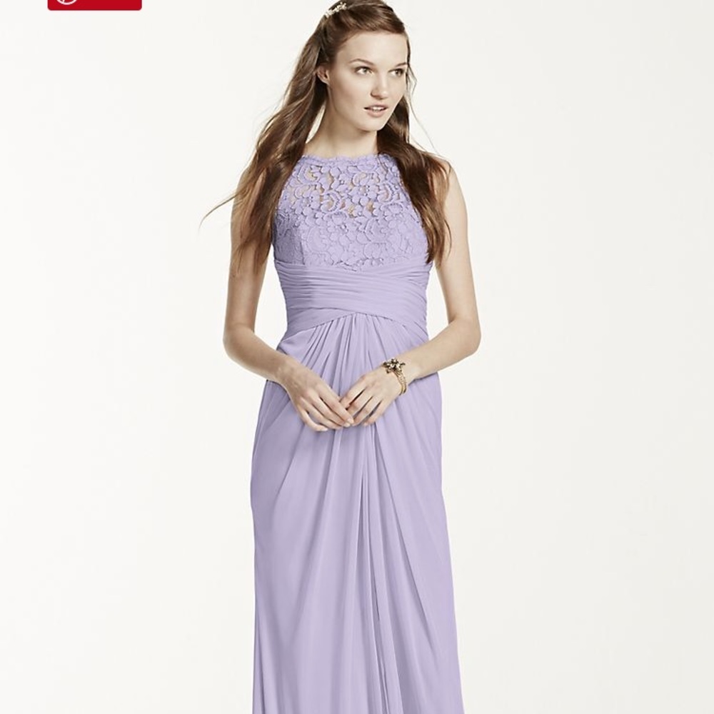 Sleeveless long mesh dress with corded lace